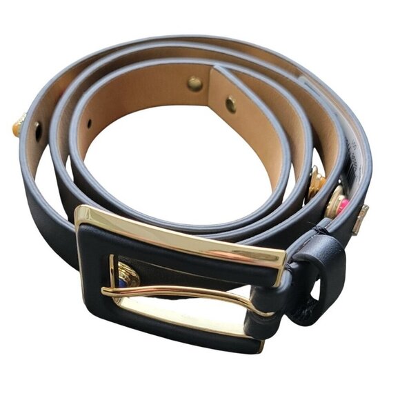 NWT-Kate Spade New York In The Loop Black Leather Belt-colored Embellishments main image 15